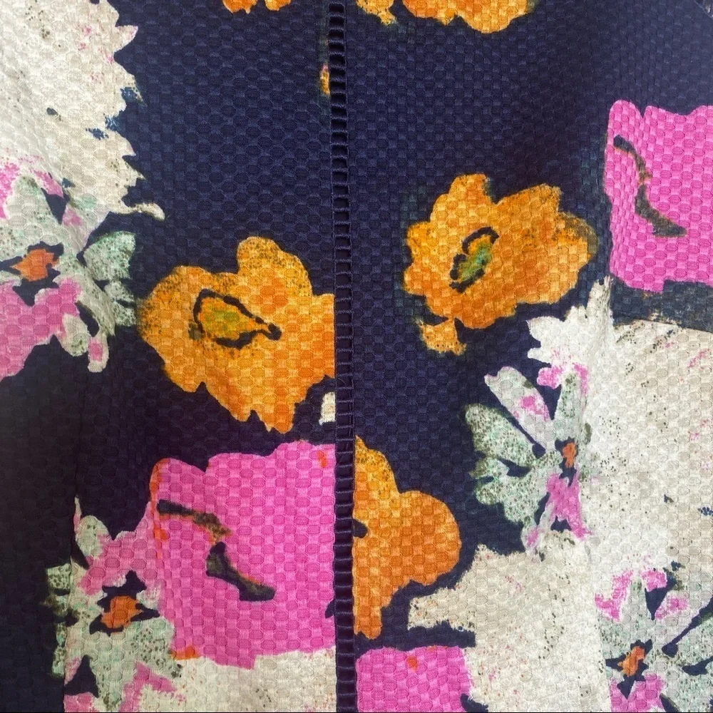 J. Crew Portfolio Classic Sheath Dress Navy Blue Petunia Floral Print Lined Sz 4